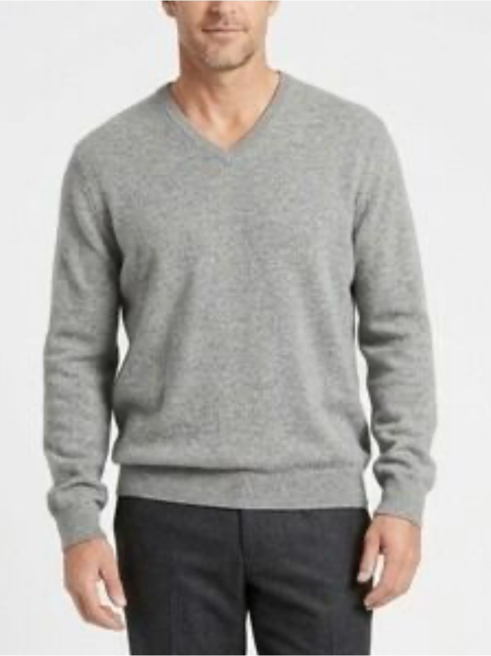 Club Room Estate 100% Cashmere Mens XL Gray V-Neck Sweater Pullover Soft Cozy